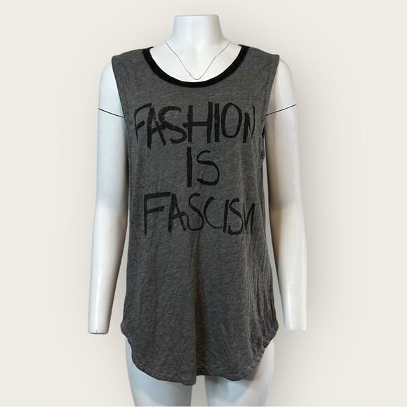 NWOT | Chaser | Fashion is Fascism Tank Top | Gray | Small - Picture 1 of 12
